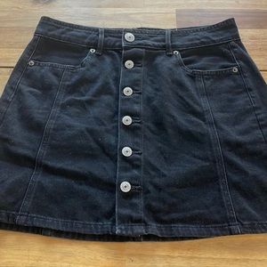 Black button fly denim skirt American Eagle